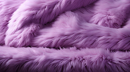 A luxurious purple fur jacket invites touch and warmth, embodying a wild yet elegant sense of style in its soft, textured fibersの素材