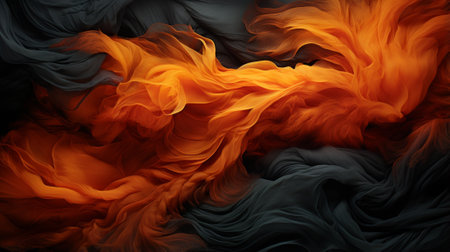 Fiery swirls of abstract art burst from the vibrant orange fabric, igniting a passion within the viewer's soulの素材