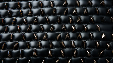 A menacing throne of ebony leather, adorned with razor-sharp spikes, emanates an aura of power and dangerの素材