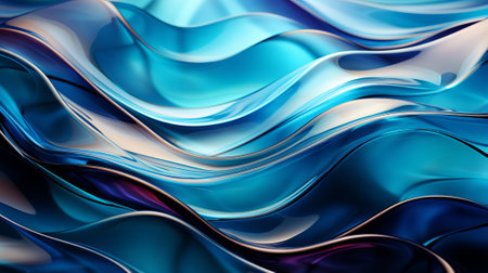 An electrifying abstract masterpiece, bursting with vibrant blend of blue and purple hues, evoking sense of colorfulness and depth through its intricate wavy shapes and mesmerizing fractal patternsの素材
