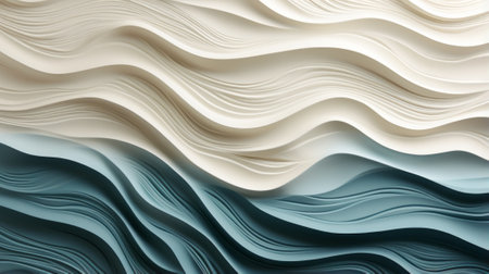 A mesmerizing abstract artwork featuring fluid white and blue waves, creating a hypnotic pattern that evokes feelings of tranquility and artistic beautyの素材