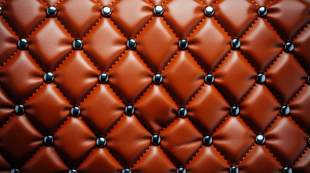 Inviting warmth emanates from the rich tan leather, adorned with intricate button details, adding depth to the indoor setting of a cozy red chairの素材
