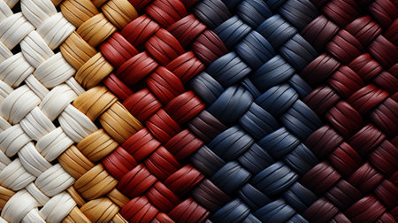 Vibrant red ropes intertwine, creating a textured tapestry of strength and intricacyの素材