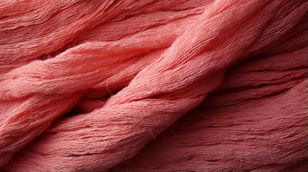 Soft and delicate, this vibrant pink yarn evokes feelings of warmth and coziness as it weaves its way through the fabric, creating a stunning addition to any clothing pieceの素材