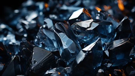 A mesmerizing pile of reflective blue crystals, arranged haphazardly, captures intrigue and fascination in this intriguing and enigmatic imageの素材