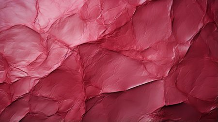 A crumpled red paper stands out against a sea of pink, its abstract folds creating a unique piece of art that evokes feelings of passion and boldnessの素材