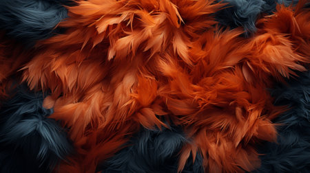A vibrant orange scarf adorned with delicate feathers creates a stunning statement piece for any fashion-forward individualの素材