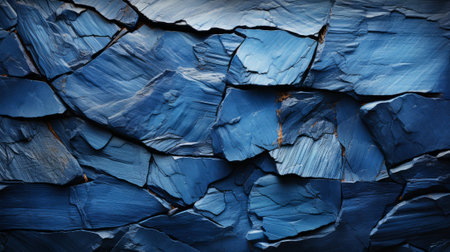 A stunning display of the raw beauty and resilience of nature, as a blue rock wall adorned with intricate cracks stands tall and proud in its abstract formの素材