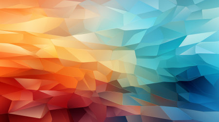 Vibrant hues dance within abstract triangles, evoking a sense of artistic expression and the warmth of an orange sunsetの素材