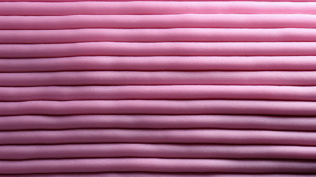Close-up of stacked, folded, and smooth pink fabric made of a shiny material. Light, pastel pink color creates a soothing and elegant aestheticの素材