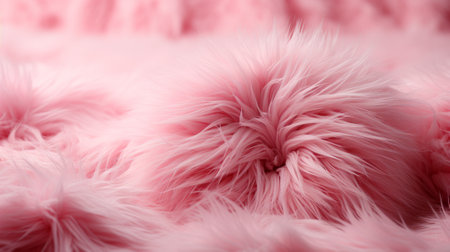 A close up of a soft, fluffy, light pink fur with a brushed texture. The image showcases the delicate and inviting quality of the furの素材