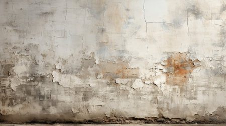 A decaying wall reveals its history through a stained and peeling coat of paint, evoking feelings of neglect and impermanenceの素材