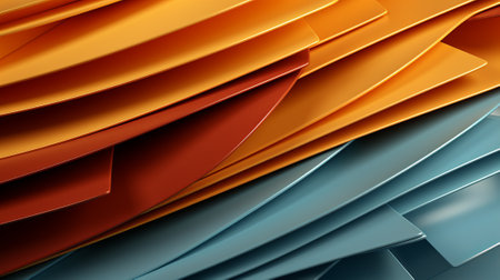 Abstract 3D artwork made of stacked, colorful paper layers (red, blue, yellow). No clear subject, but visually captivating and open to interpretationの素材