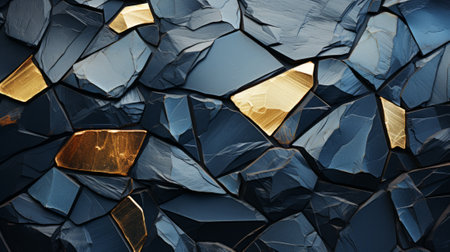 A close-up of a luxurious black and gold marble texture, exuding elegance and opulence with its intricate details and shimmering gold highlightsの素材