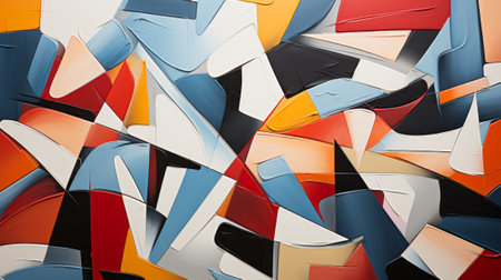 A vibrant and dynamic painting that blends modern art with abstract graphics, showcasing a colorful and lively display of vivid huesの素材