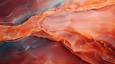 Vibrant hues of red and blue intertwine in this striking abstract landscape, capturing the raw beauty of nature's canyon wallsの素材