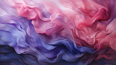 A vibrant burst of abstract floral hues, with shades of pink, lilac, and magenta, captured in a delicate fabric paintingの素材