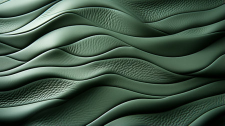 An intricate image of an abstract green leather surface, revealing a captivating pattern that exudes a sense of artistic designの素材