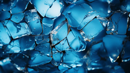Vibrant cobalt blue ice cubes glisten in a glass of electric blue water, creating a refreshing and mesmerizing visualの素材