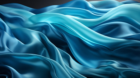 A stunning abstract fabric in shades of teal and aqua, delicately draped with graceful folds, evoking a sense of sophistication and timeless style in clothingの素材