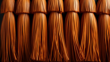 Amber light dances through the intricate art of stacked straws, creating a warm and cozy atmosphere perfect for an indoor candlelit eveningの素材