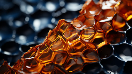 Vibrant hues of amber and orange form a mesmerizing abstract of honeycombs, inviting us to explore the intricacies of nature's sweet creationの素材