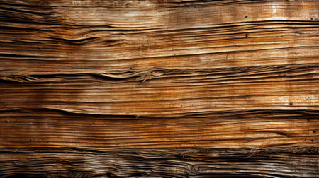 A rustic and weathered wooden plank, its deep brown hue revealing a story of time and resilience, invites us to contemplate the beauty and imperfections of nature's creationsの素材