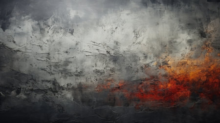An abstract painting of a grey and orange wall, evoking the ethereal beauty of clouds through dynamic brushstrokesの素材