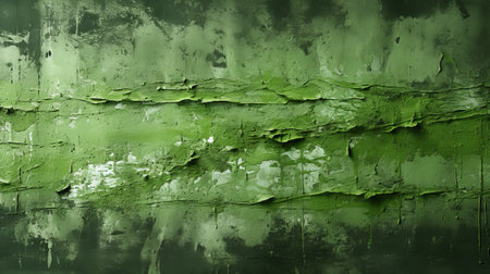 A decaying green wall stands as a metaphor for the fleeting beauty of life, its peeling paint a symbol of the inevitable passing of timeの素材