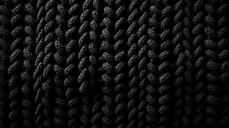 A detailed macro shot capturing the intricate textures of a monochromatic rope knit, evoking a sense of simplicity and eleganceの素材