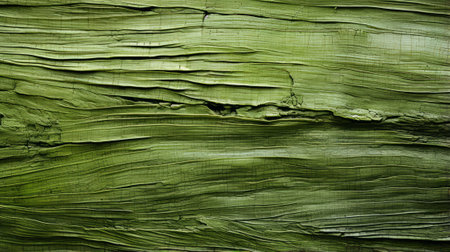 A verdant abstract capturing the vibrant life of nature through a close-up of a lush green plant against a textured backdrop of weathered woodの素材