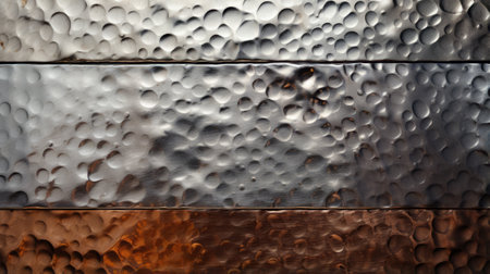 Shimmering droplets of rain dance upon the textured surface of a metal abstract, evoking a sense of mystery and intrigueの素材