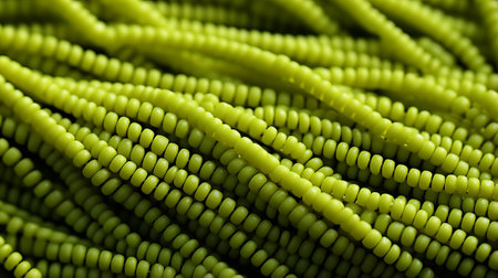 Capturing the essence of nature's bounty, this close-up of a verdant beaded necklace evokes a sense of growth, vitality, and earthy beautyの素材