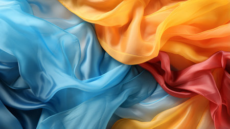 Vibrant silk threads intertwine, creating a stunning display of hues and textures, beckoning to be crafted into a piece of fashionable clothingの素材