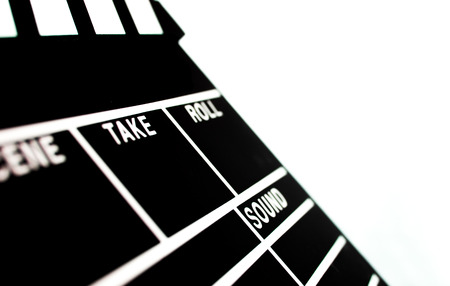 Abstract Clapperboard isolated on white backgroundの写真素材