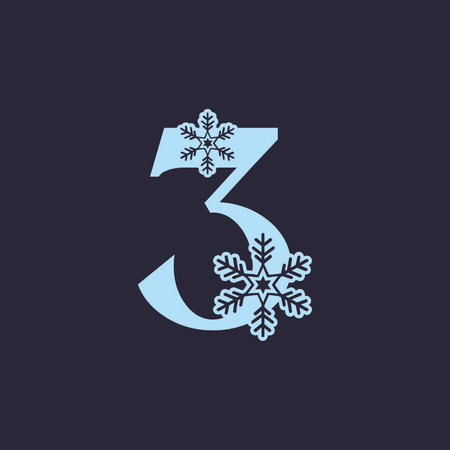 numeric number three winter logoのイラスト素材