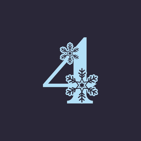 numeric number four winter logoのイラスト素材