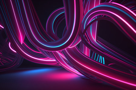 3d rendering of abstract background with neon lights. 3d illustrationの素材