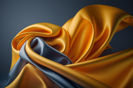 Closeup of rippled silk fabric, 3d render illustrationの素材