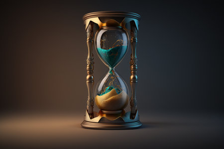 Hourglass with sand inside. 3d illustration. Time concept.の素材
