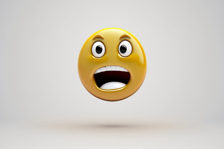 Smiley face emoticon isolated on white background. 3D rendered emoji.の素材
