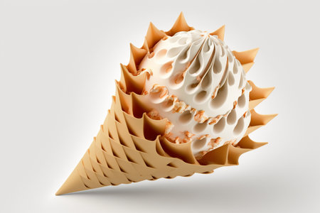 Ice cream cone isolated on white background. 3d render illustration.の素材