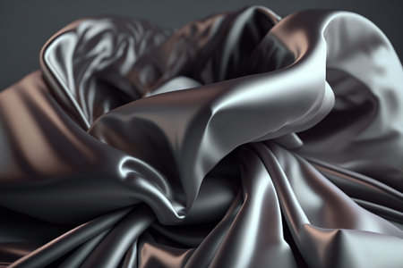 3d render of abstract wavy silk fabric in black and whiteの素材