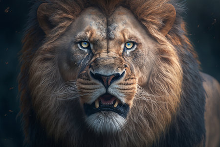 Portrait of a big male lion (Panthera leo)の素材
