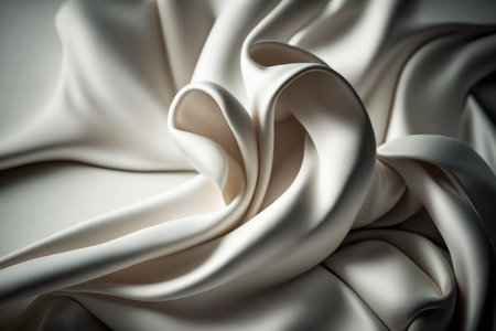 Closeup of white satin fabric background. Shallow DOFの素材