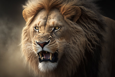 Portrait of a male lion (Panthera leo)の素材