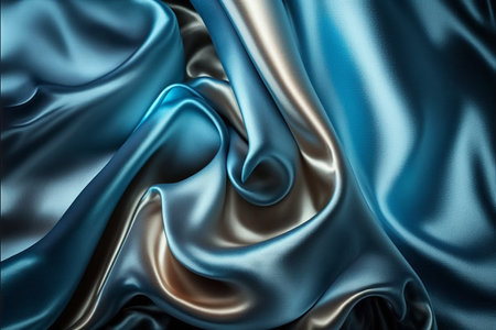 Smooth elegant blue silk or satin texture can use as backgroundの素材