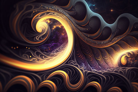 Abstract fractal. Fractal art background for creative design. Decoration for wallpaper, desktop, poster, cover booklet. Print for clothes, t-shirt. Creative illustration for designの素材