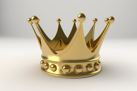 Gold crown on white background. 3d rendering. Computer digital drawing.の素材
