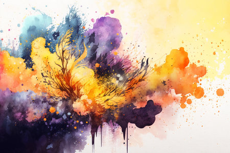 Abstract colorful watercolor splash for background. Digital art painting design.の素材